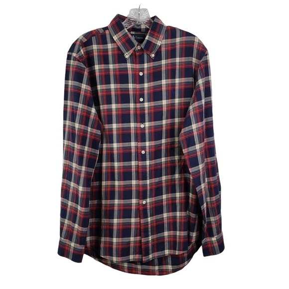 Polo Ralph Lauren Oxford Shirt Check Plaid Men’s Long Sleeve Button Down Large - Picture 2 of 8